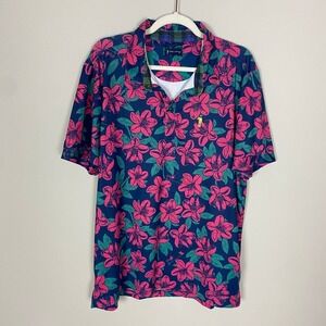 William Murray Golf Floral Polo Shirt Pink Tropical Mens Short Sleeve Size XL
